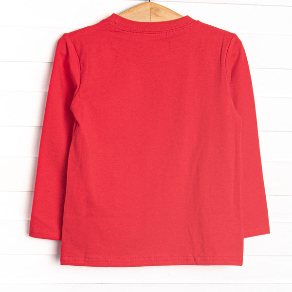 Tractor Tag Along Applique Top, Red
