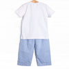 Charming Treats Smocked Pant Set, Blue Gingham