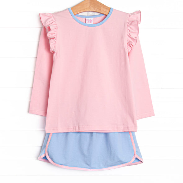 Tara Tennis Skirt Set, Pink and Blue
