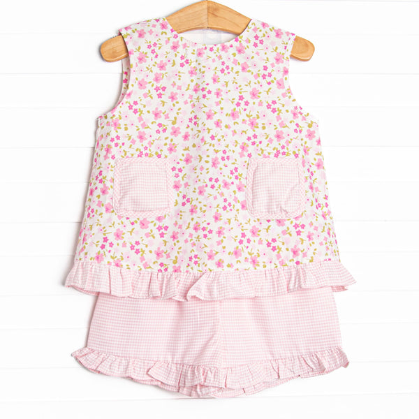 Magenta Meadows Ruffle Short Set, Pink