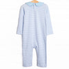 One Lucky Pup Applique Romper, Light Blue Stripe