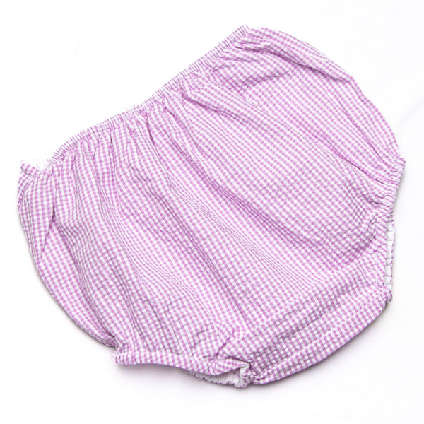 Bugging Out Smocked Diaper Set, Purple Seersucker