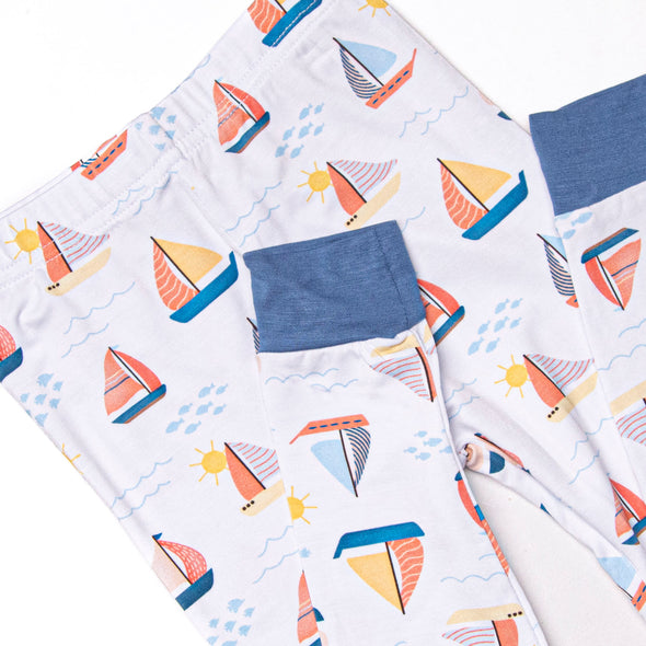 Sunset Sailing Bamboo Pajama Set, Blue
