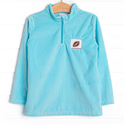 Fall Football Smocked Fleece Pullover, Blue