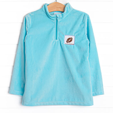 Fall Football Smocked Fleece Pullover, Blue