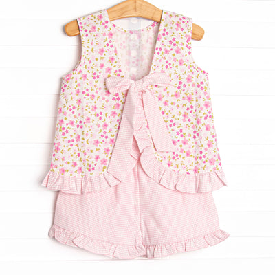 Magenta Meadows Ruffle Short Set, Pink