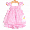 Daisy Days Applique Short Set, Pink