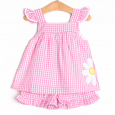 Daisy Days Applique Short Set, Pink