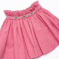 Holiday Holly Smocked Skirt Set, Red