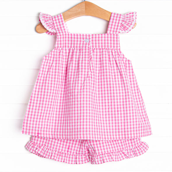 Daisy Days Applique Short Set, Pink