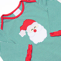 Checking It Twice Applique Ruffle Long Romper, Red and Green