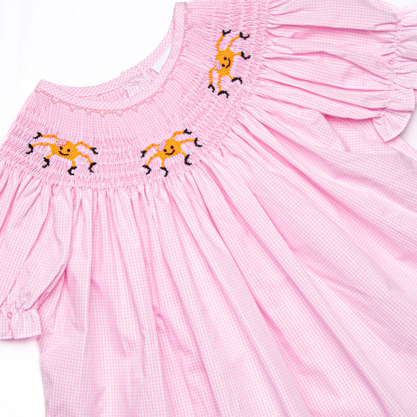 Spooky Spider Smocked Legging Set, Pink Gingham