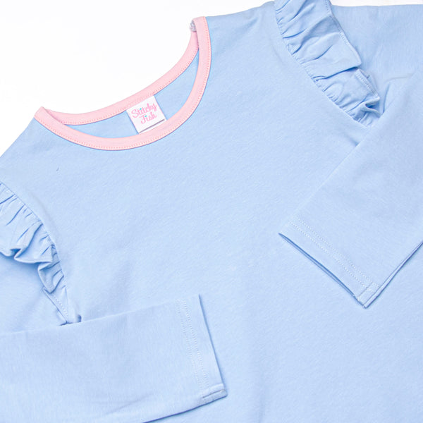 Tara Tennis Knit Skirt Set, Blue and Pink