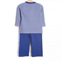 Concrete Carrier Applique Pant Set, Blue Stripe