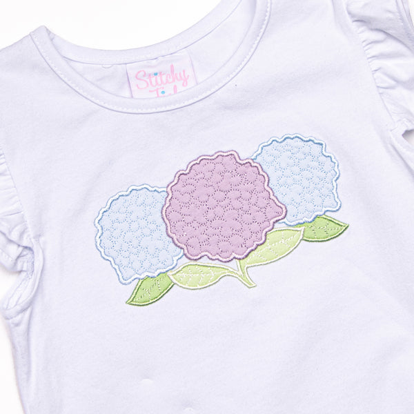 Garden Gingham Applique Ruffle Short Set, Blue