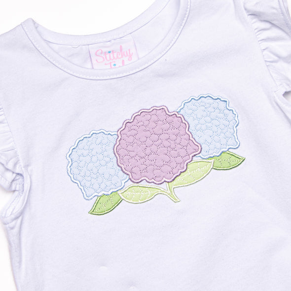 Garden Gingham Applique Ruffle Short Set, Blue