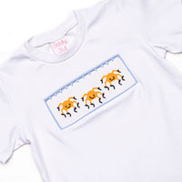 Spooky Spider Smocked Pant Set, Blue Gingham