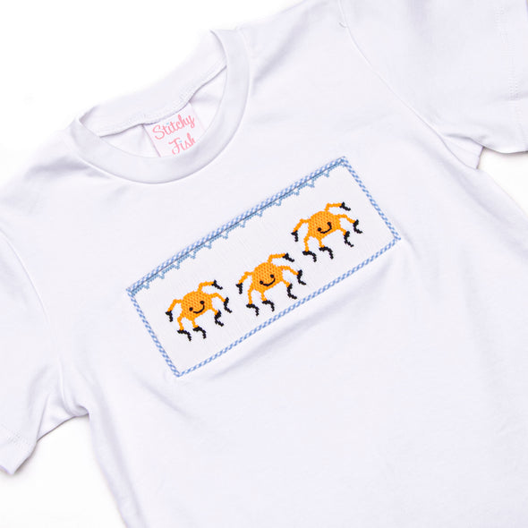 Spooky Spider Smocked Pant Set, Blue Gingham