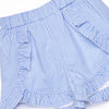 Garden Gingham Applique Ruffle Short Set, Blue