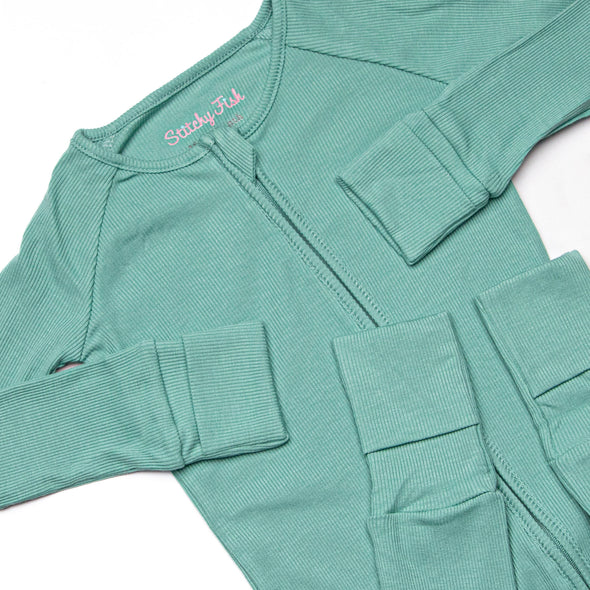 Sea Green Bamboo Zippy Pajama, Green
