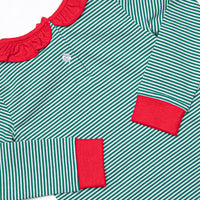 Checking It Twice Applique Ruffle Pajama Set, Red and Green