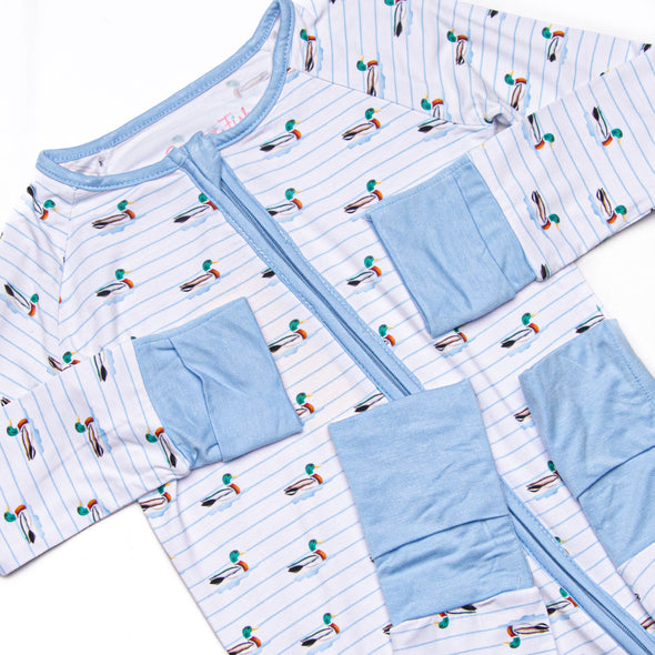 Seasonal Swim Bamboo Zippy Pajama, Blue