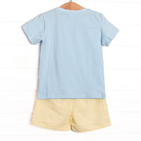 Work Zone Smocked Short Set, Yellow