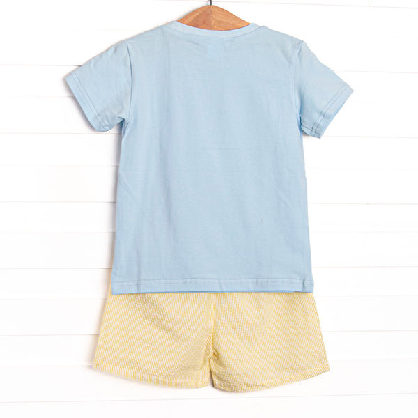 Work Zone Smocked Short Set, Yellow