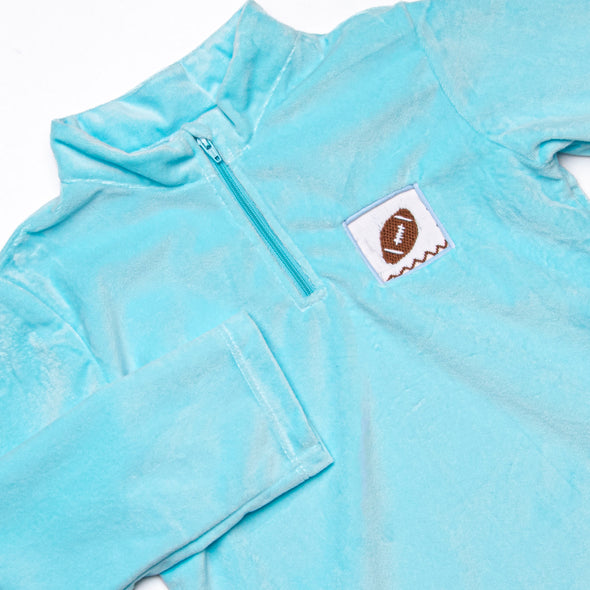 Fall Football Smocked Fleece Pullover, Blue