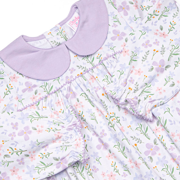 Picking Wildflowers Collared Long Sleeve Dress, Purple