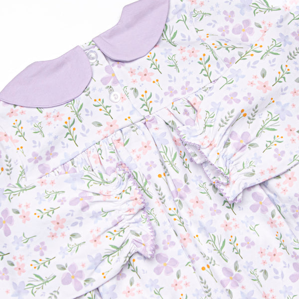 Picking Wildflowers Collared Long Sleeve Dress, Purple