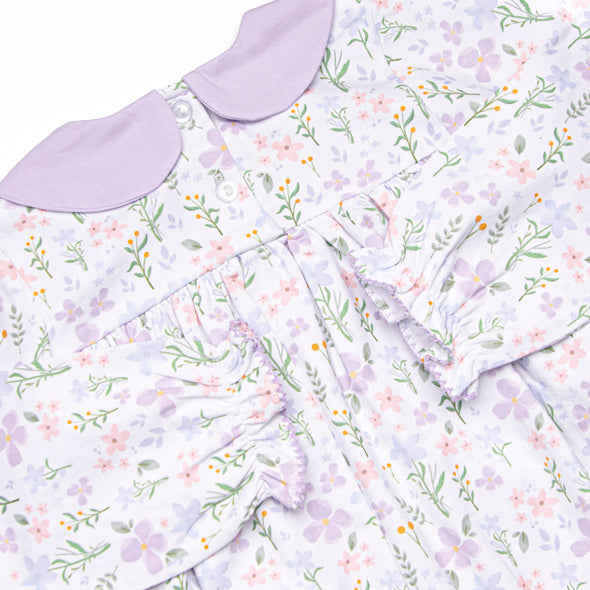 Picking Wildflowers Collared Long Sleeve Dress, Purple
