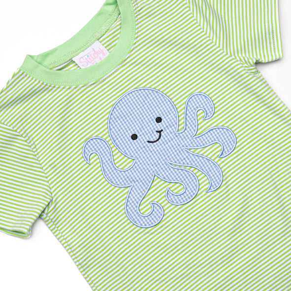 Ollie Octopus Applique Short Set, Green