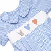 Charming Treats Smocked Bubble, Blue Gingham