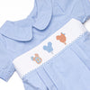 Charming Treats Smocked Bubble, Blue Gingham
