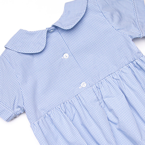 Charming Treats Smocked Bubble, Blue Gingham