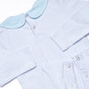 One Lucky Pup Applique Romper, Light Blue Stripe