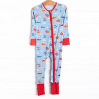 Sky Soaring Bamboo Zippy Pajama, Blue