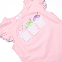 Friday Freeze Applique Flutter Sleeve Short Set, Pink