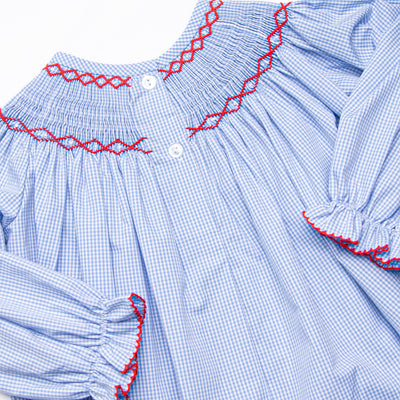 Christmas Claus Smocked Romper, Blue