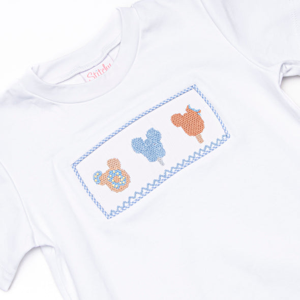 Charming Treats Smocked Pant Set, Blue Gingham