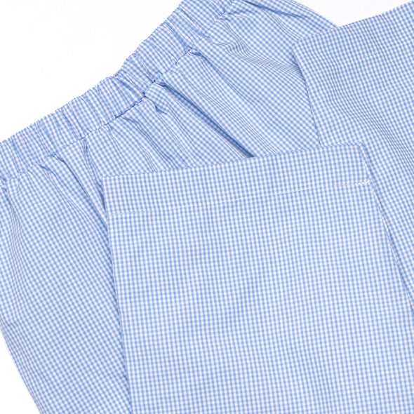 Charming Treats Smocked Pant Set, Blue Gingham
