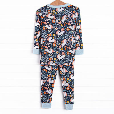 Unicorn Utopia Bamboo Pajama Set, Blue