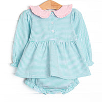 Ribbons and Bows Applique Diaper Set, Mint