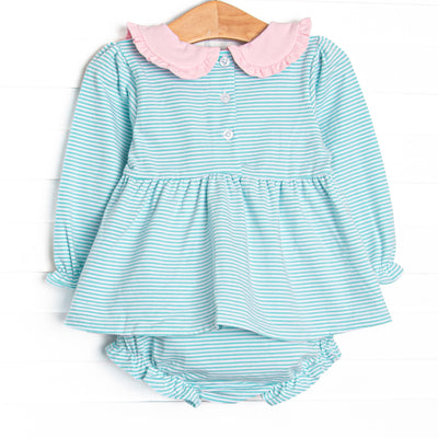 Ribbons and Bows Applique Diaper Set, Mint