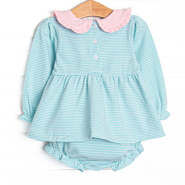 Ribbons and Bows Applique Diaper Set, Mint