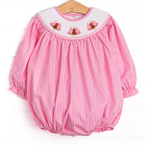 Gobble Gobble Smocked Bubble, Pink