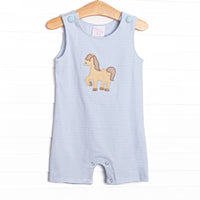 Giddy-Up Gallop Applique Jon Jon, Blue Stripe
