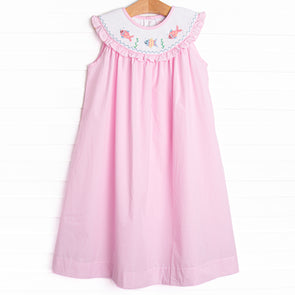 Bubble Besties Smocked Bishop Dress, Pink
