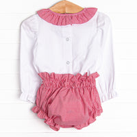 Holiday Holly Smocked Diaper Set, Red